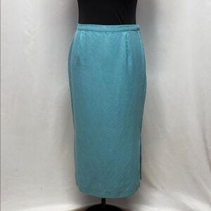 Pendleton Silk Midi Skirt Petite Size 6 Turquoise